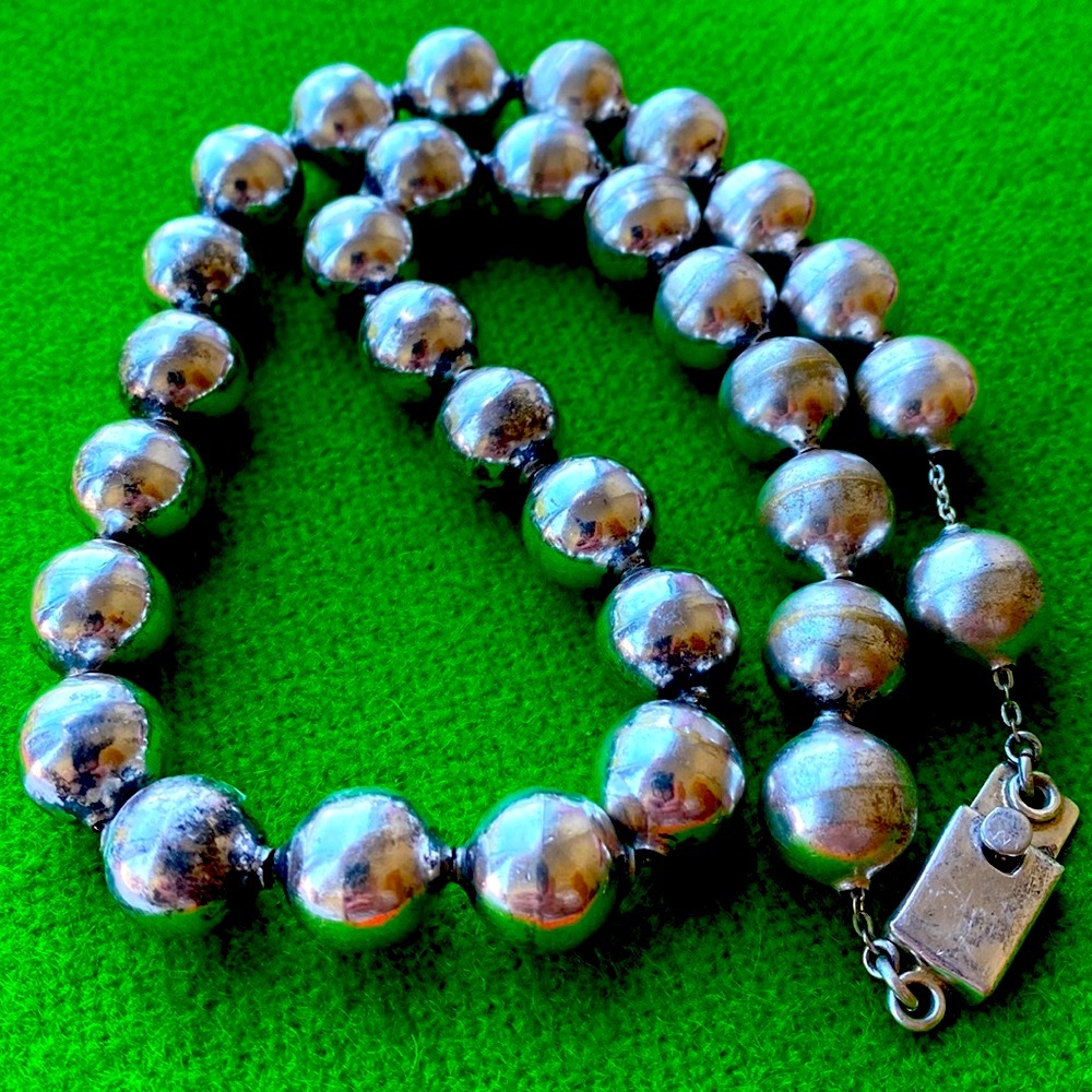 Mexico sterling silver large  bead ball necklace